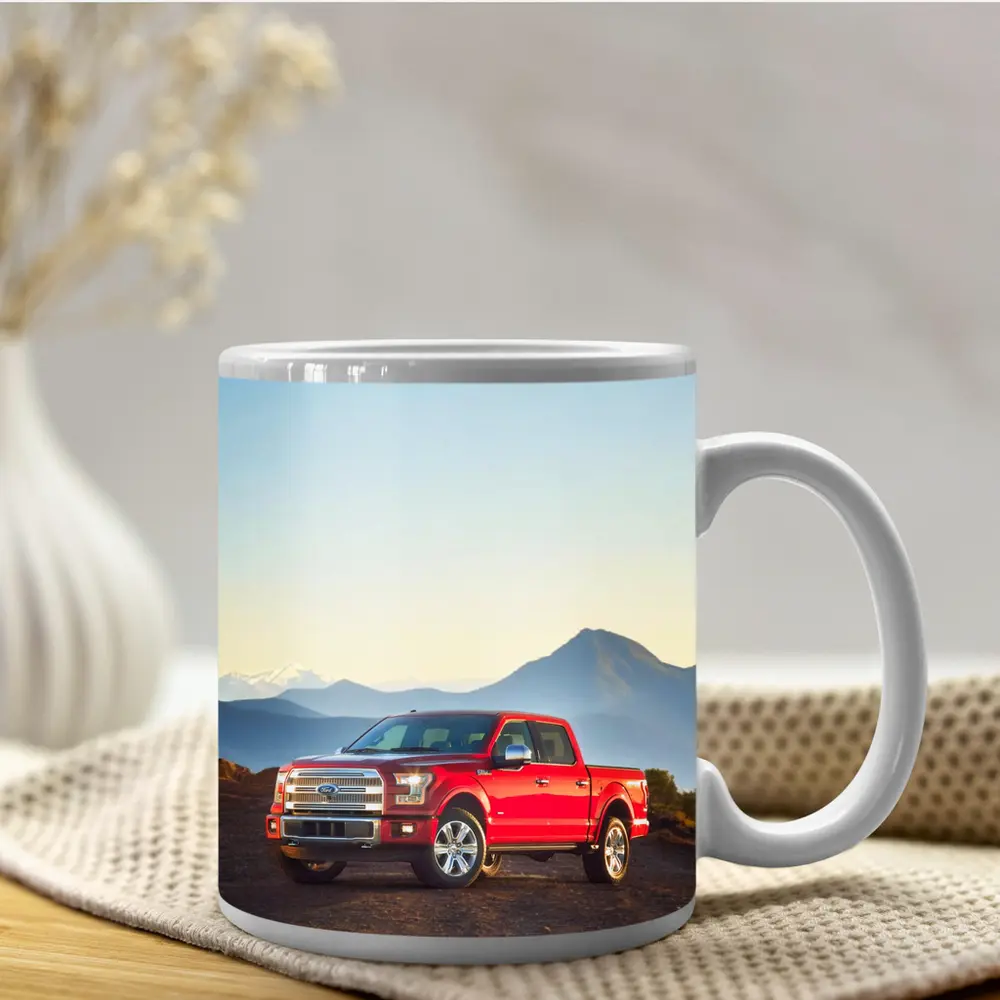 Ford F-Series Red Truck Mountain Backdrop – Mugs