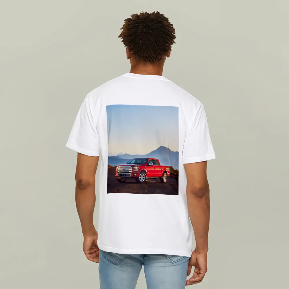Ford F-Series Red Truck Mountain Backdrop – T-Shirts