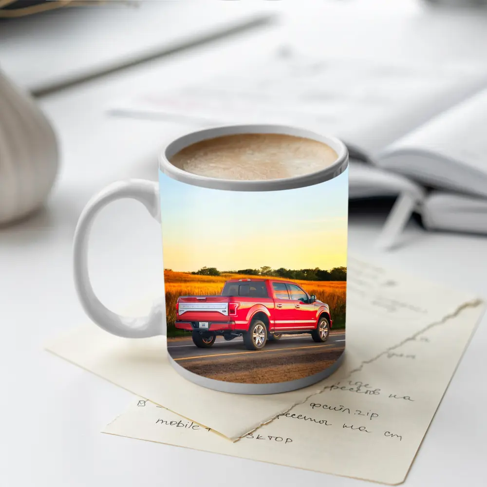 Ford F-Series Red Truck Rural Road – Mugs