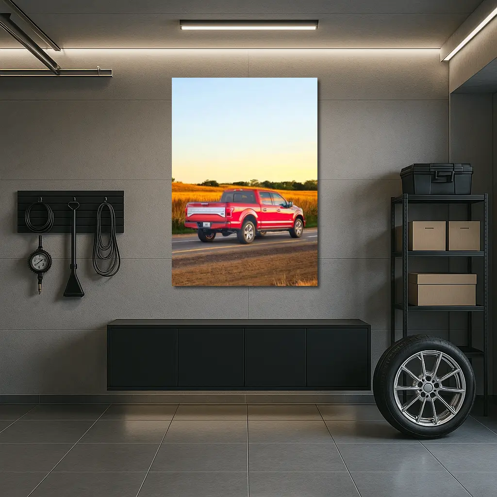 Ford F-Series Red Truck Rural Road – Wall Art