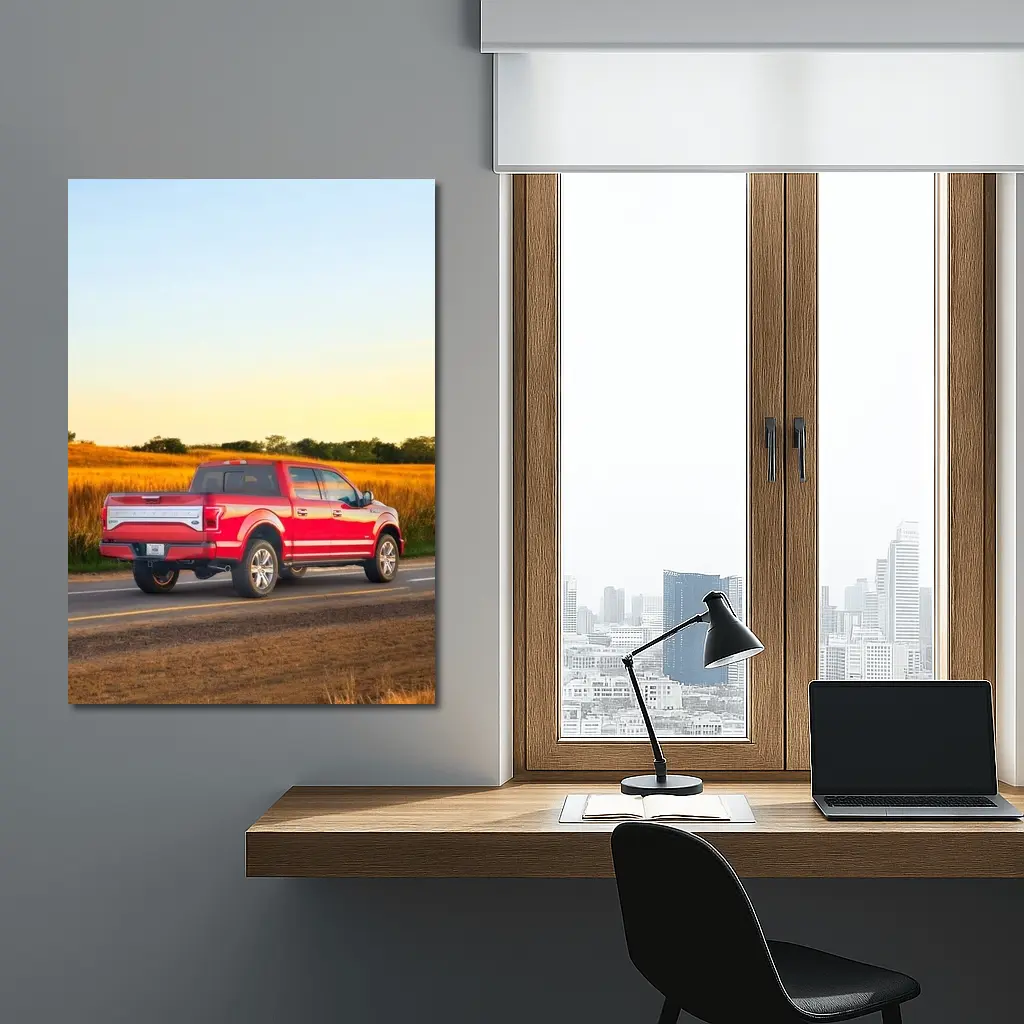 Ford F-Series Red Truck Rural Road – Wall Art
