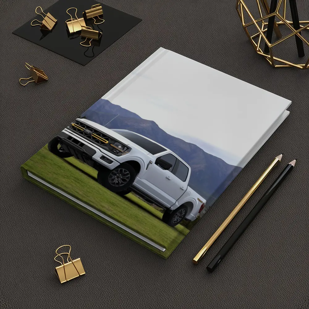 Ford F-Series White Truck Mountain Background – Notebooks