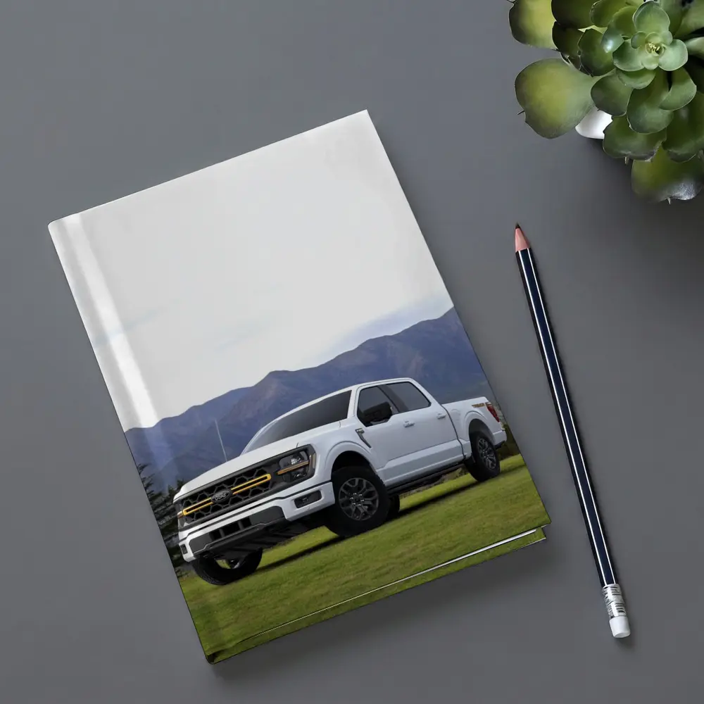 Ford F-Series White Truck Mountain Background – Notebooks