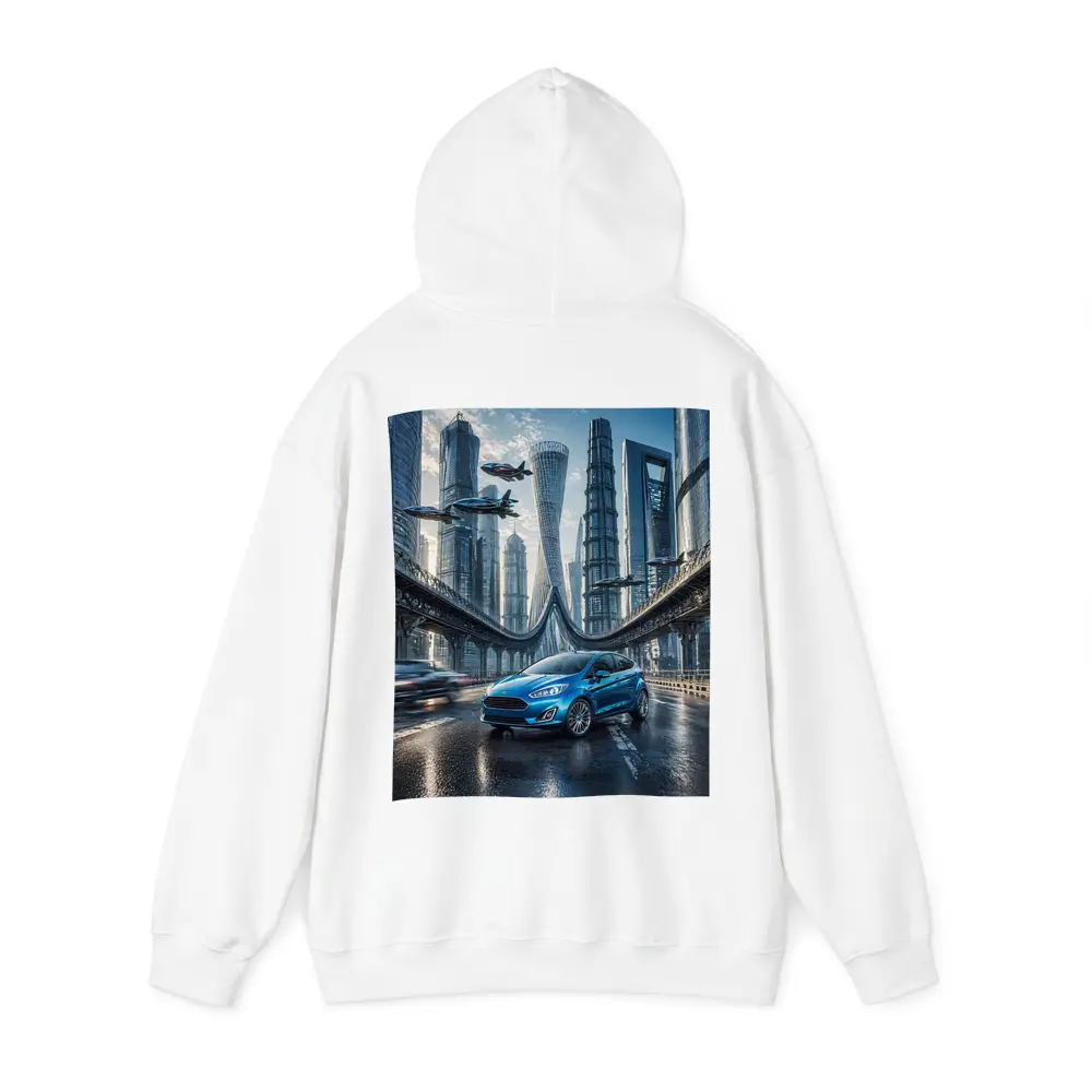 Ford Fiesta Blue Futuristic City Bridge – Hoodies