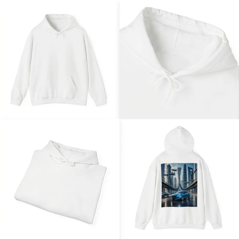 Ford Fiesta Blue Futuristic City Bridge – Hoodies