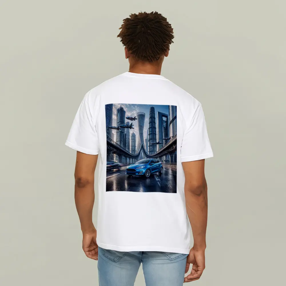 Ford Fiesta Blue Futuristic City Bridge – T-Shirts