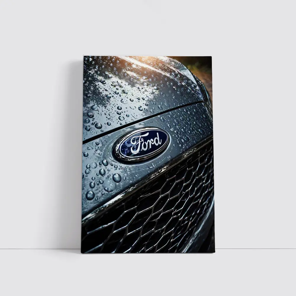 Ford Focus Hood Rain Drops Close Up – Wall Art