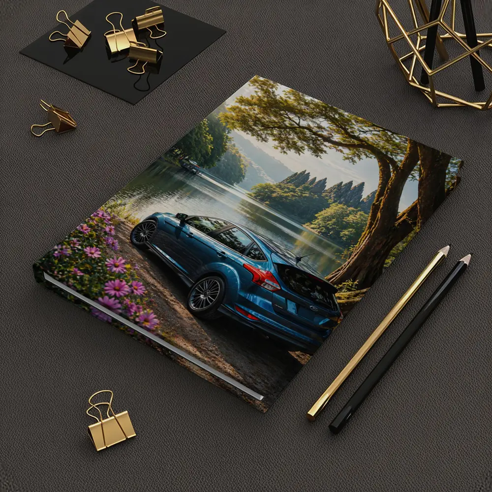 Ford Focus Blue Hatchback By Lake – Notebooks