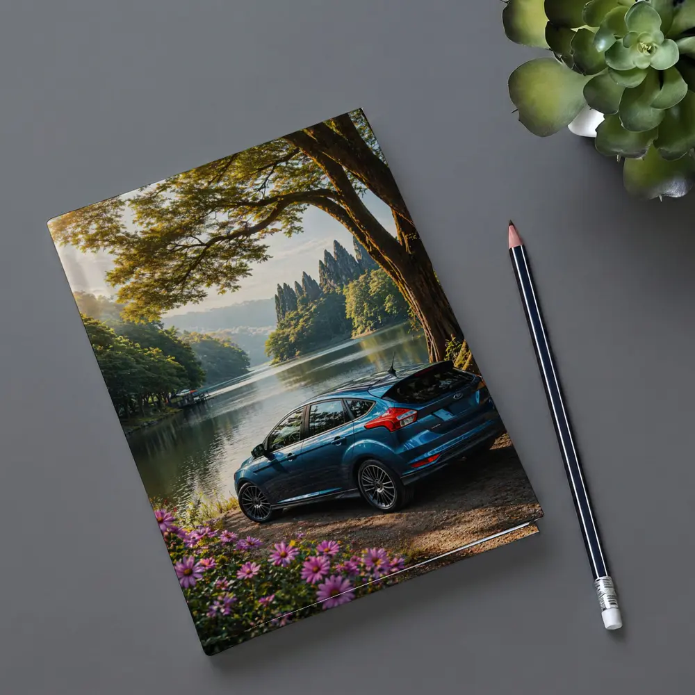 Ford Focus Blue Hatchback By Lake – Notebooks