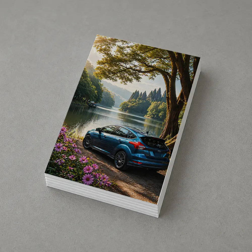 Ford Focus Blue Hatchback By Lake – Postcards