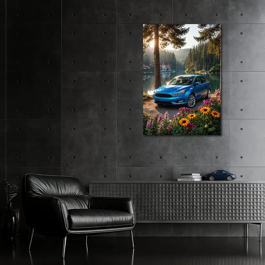 Ford Focus Blue Sedan By Forest Lake – Wall Art
