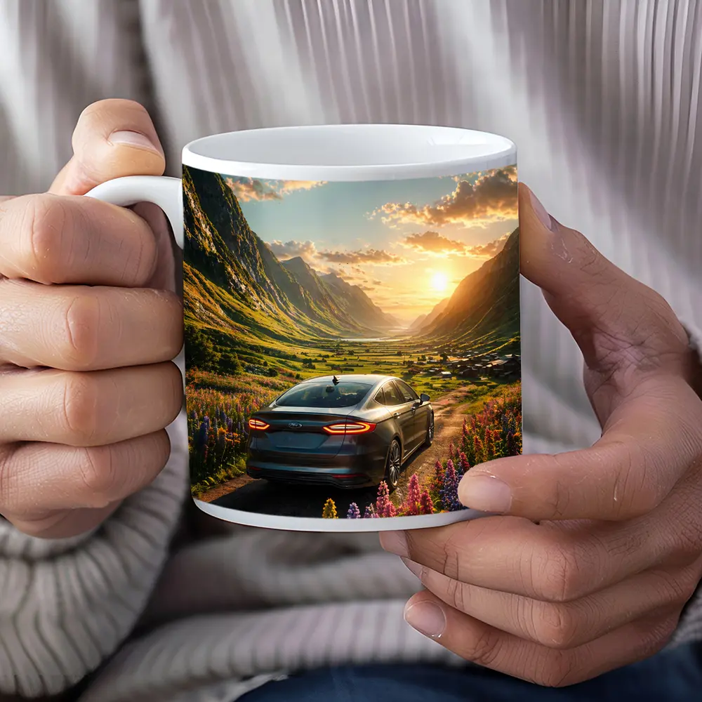 Ford Fusion Sedan Mountain Valley Sunset Drive – Mugs