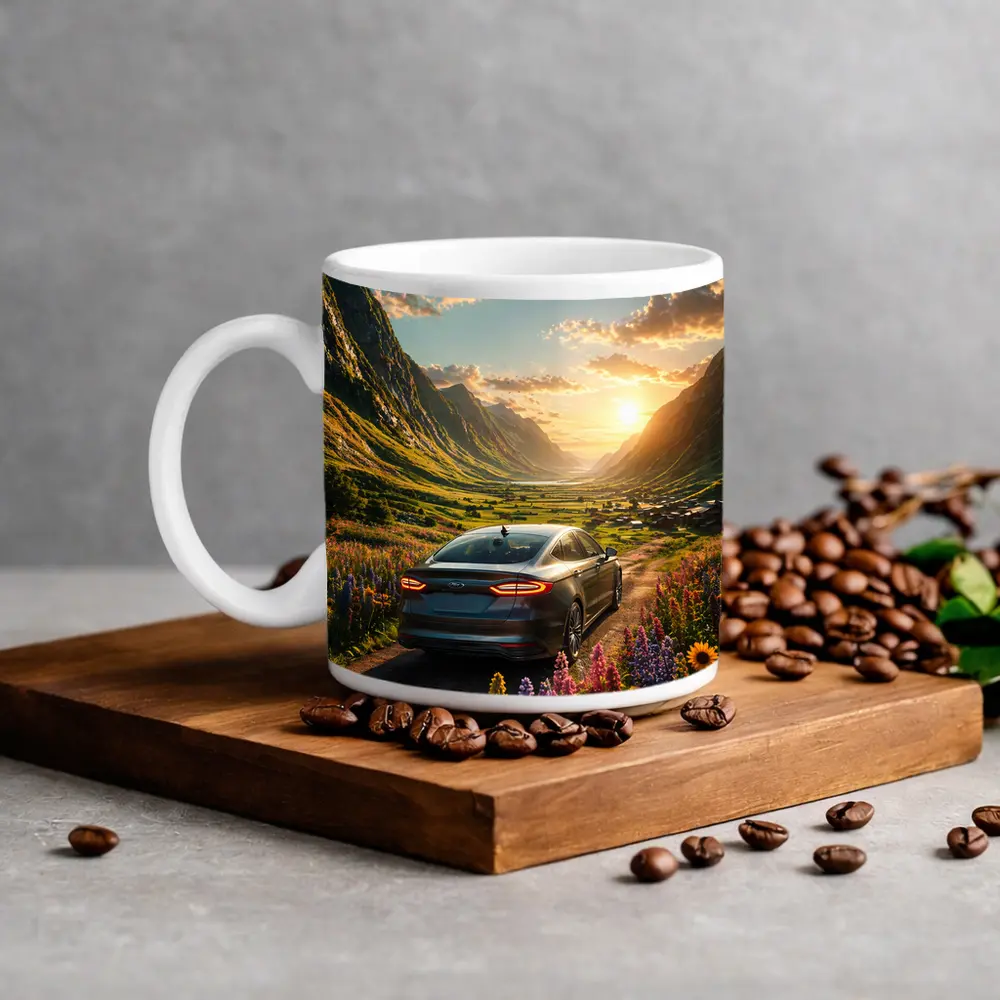 Ford Fusion Sedan Mountain Valley Sunset Drive – Mugs