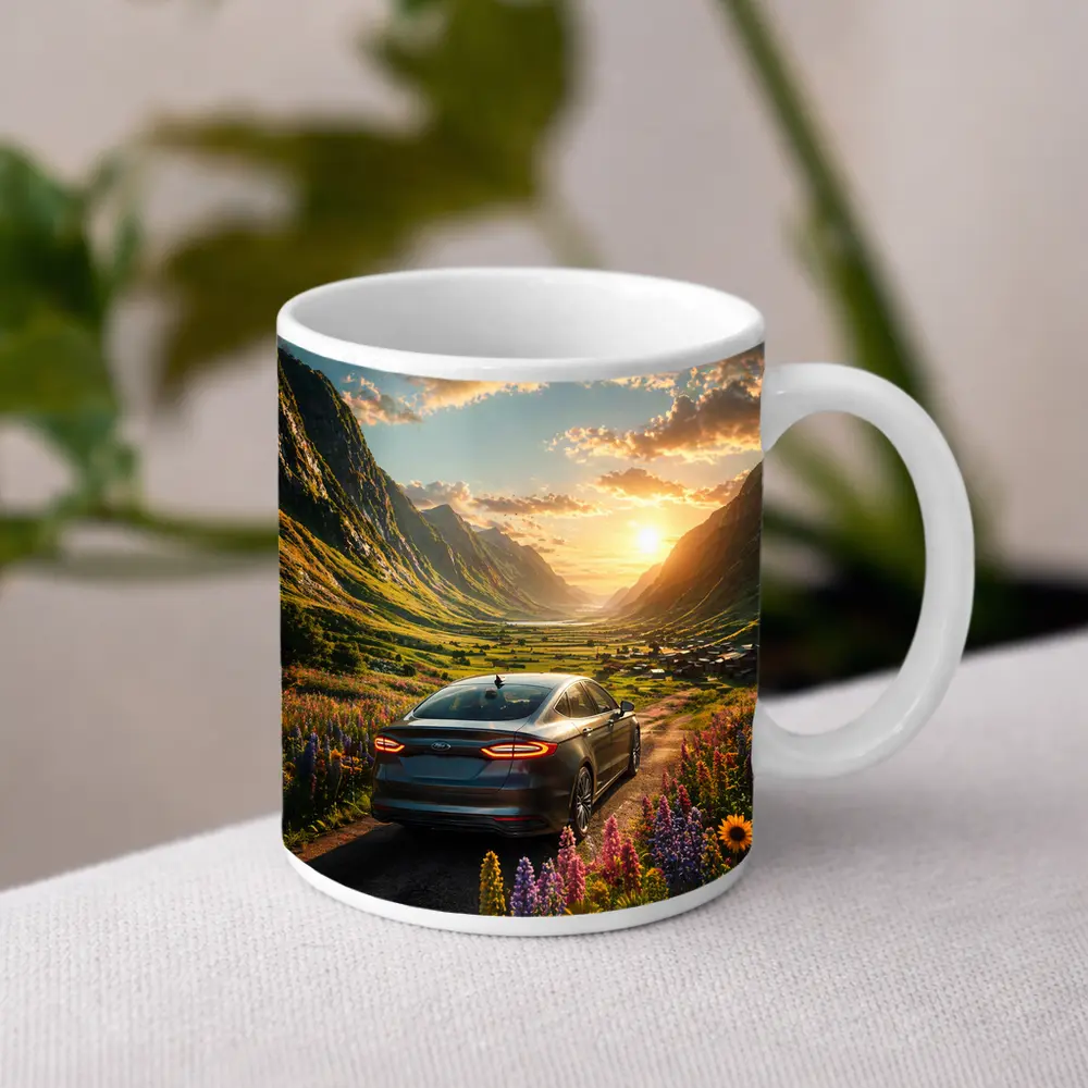 Ford Fusion Sedan Mountain Valley Sunset Drive – Mugs