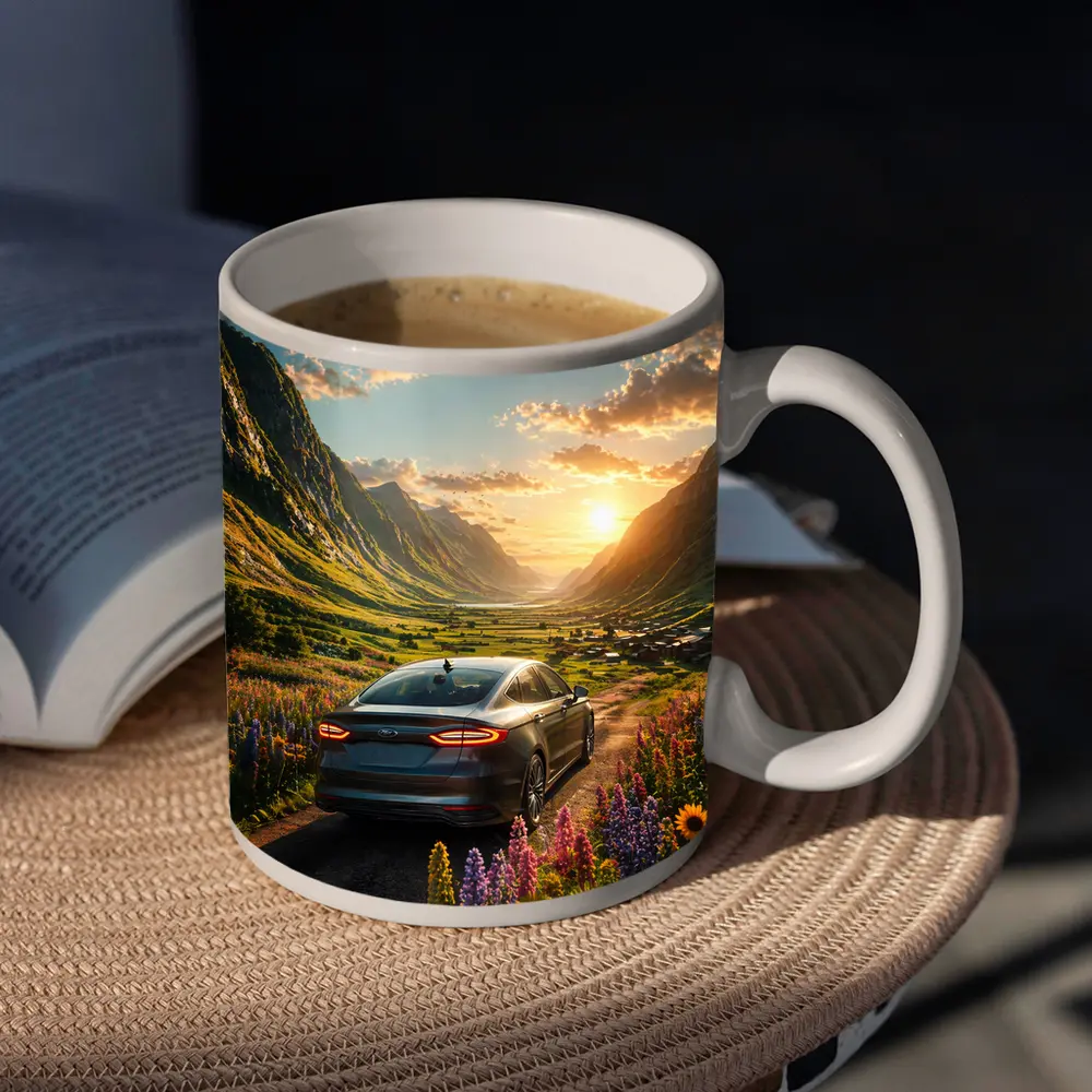 Ford Fusion Sedan Mountain Valley Sunset Drive – Mugs