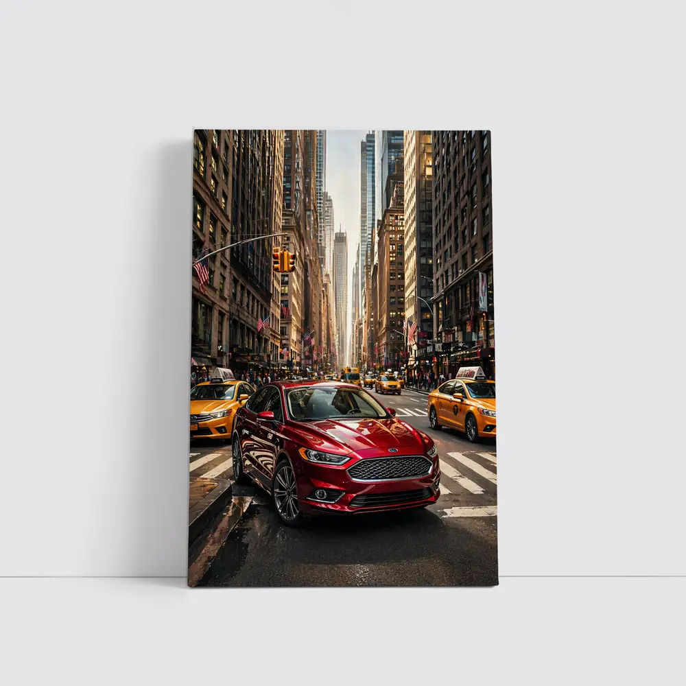 Ford Fusion Red Car New York City – Wall Art