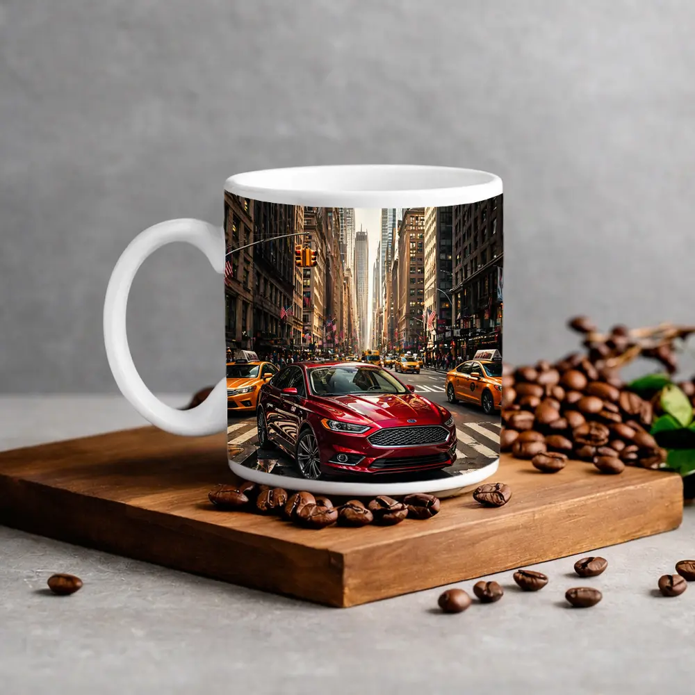 Ford Fusion Red Car New York City – Mugs