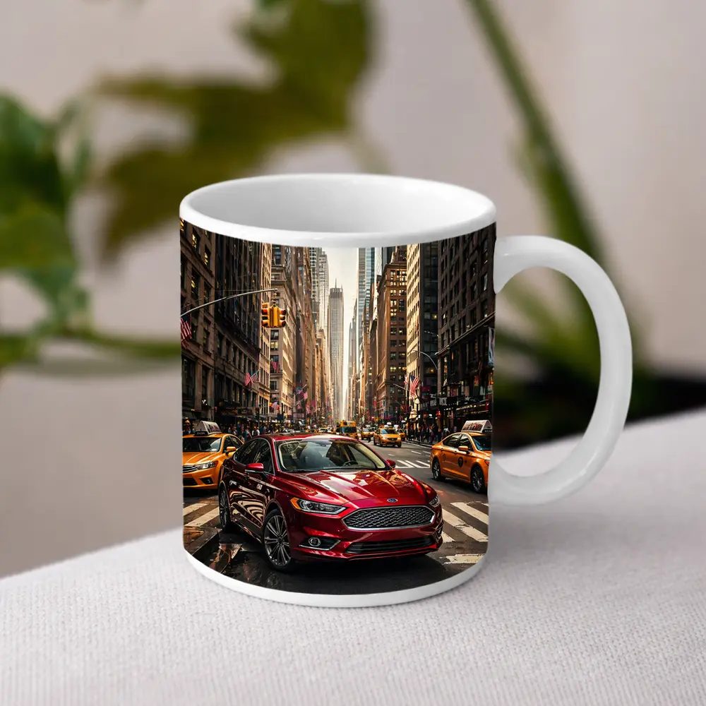 Ford Fusion Red Car New York City – Mugs