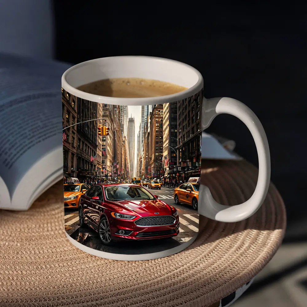 Ford Fusion Red Car New York City – Mugs