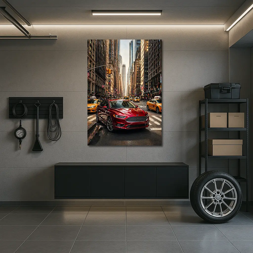 Ford Fusion Red Car New York City – Wall Art