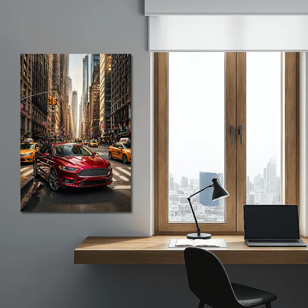 Ford Fusion Red Car New York City – Wall Art