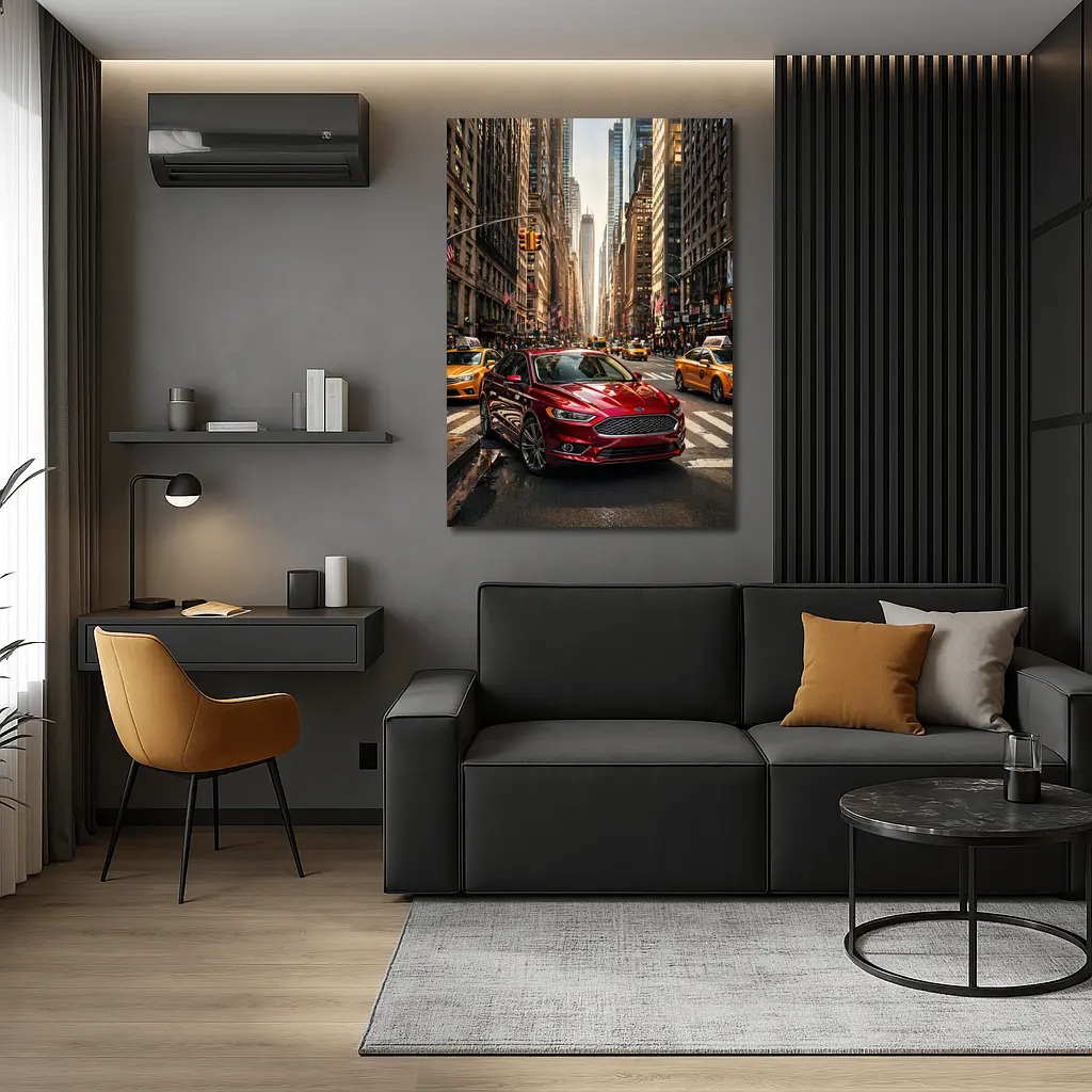 Ford Fusion Red Car New York City – Wall Art