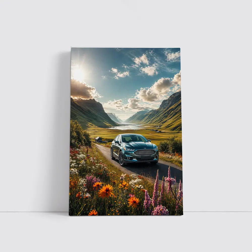 Ford Fusion Sedan Mountain Valley Road – Wall Art
