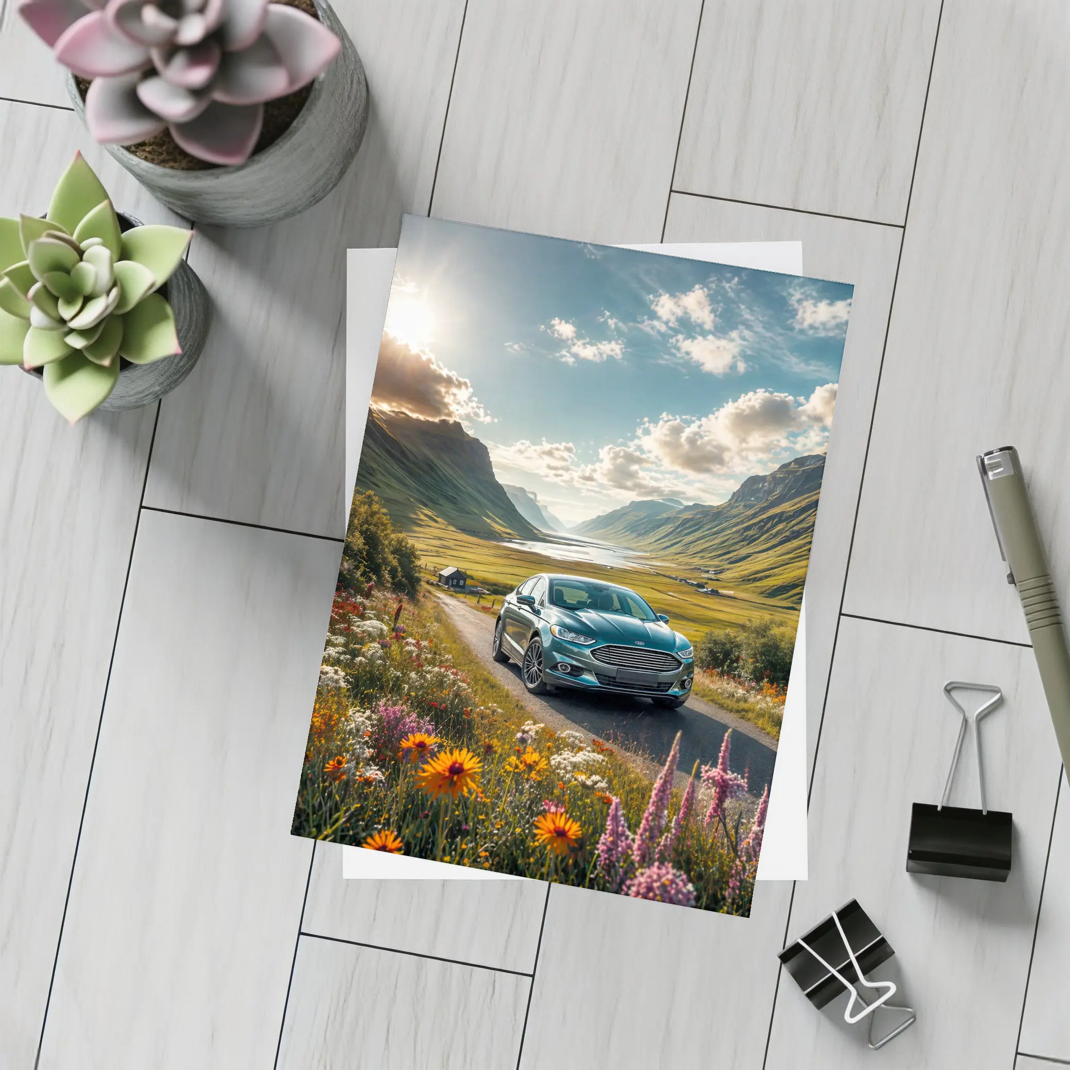 Ford Fusion Sedan Mountain Valley Road – Postcards