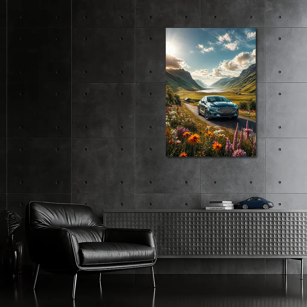 Ford Fusion Sedan Mountain Valley Road – Wall Art