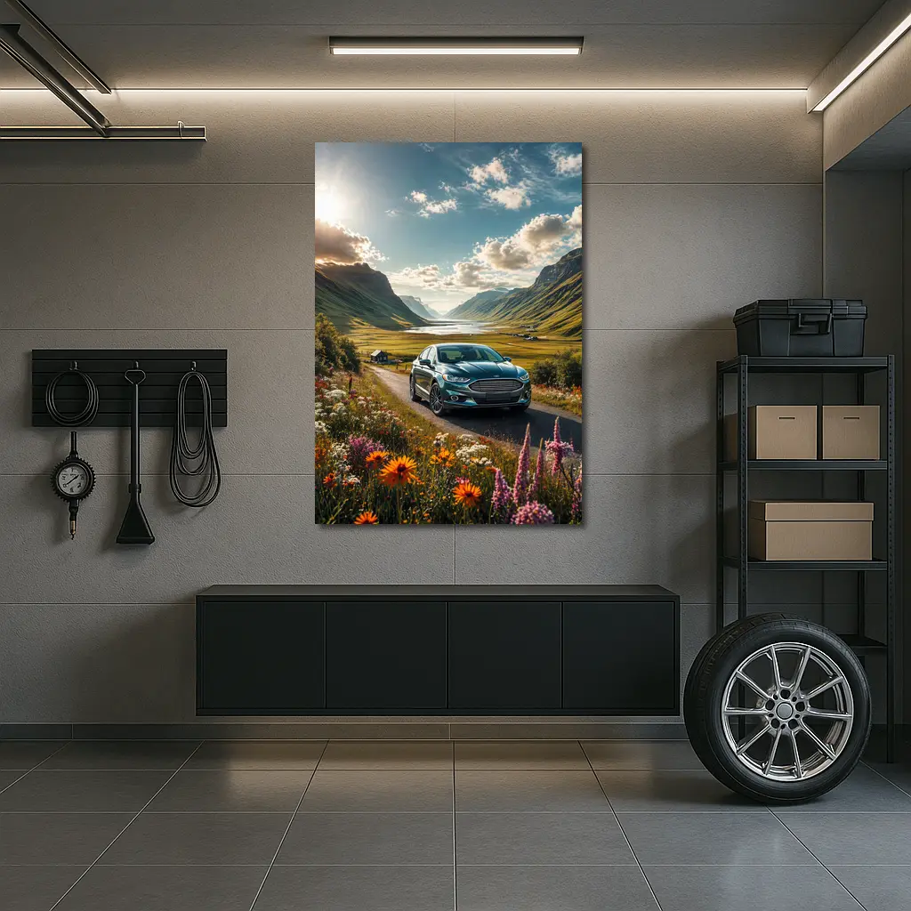 Ford Fusion Sedan Mountain Valley Road – Wall Art
