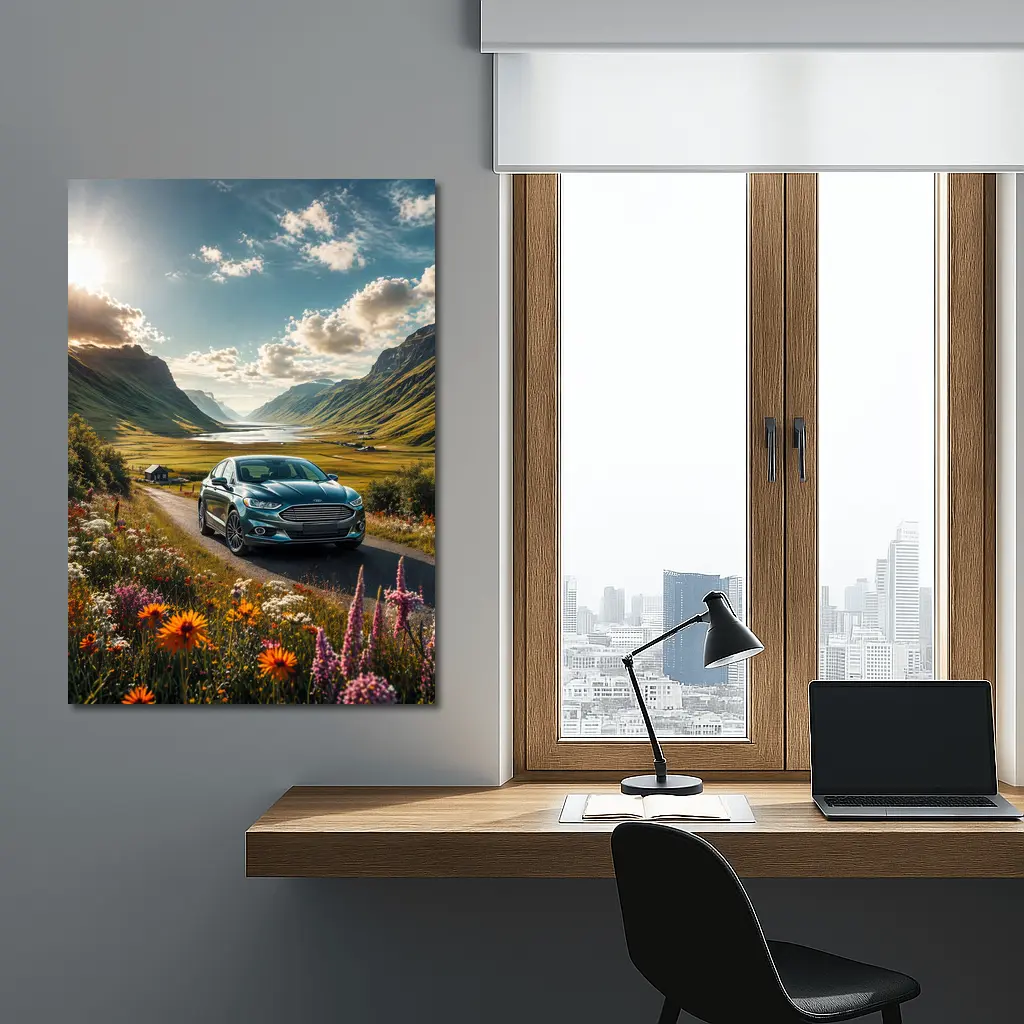 Ford Fusion Sedan Mountain Valley Road – Wall Art