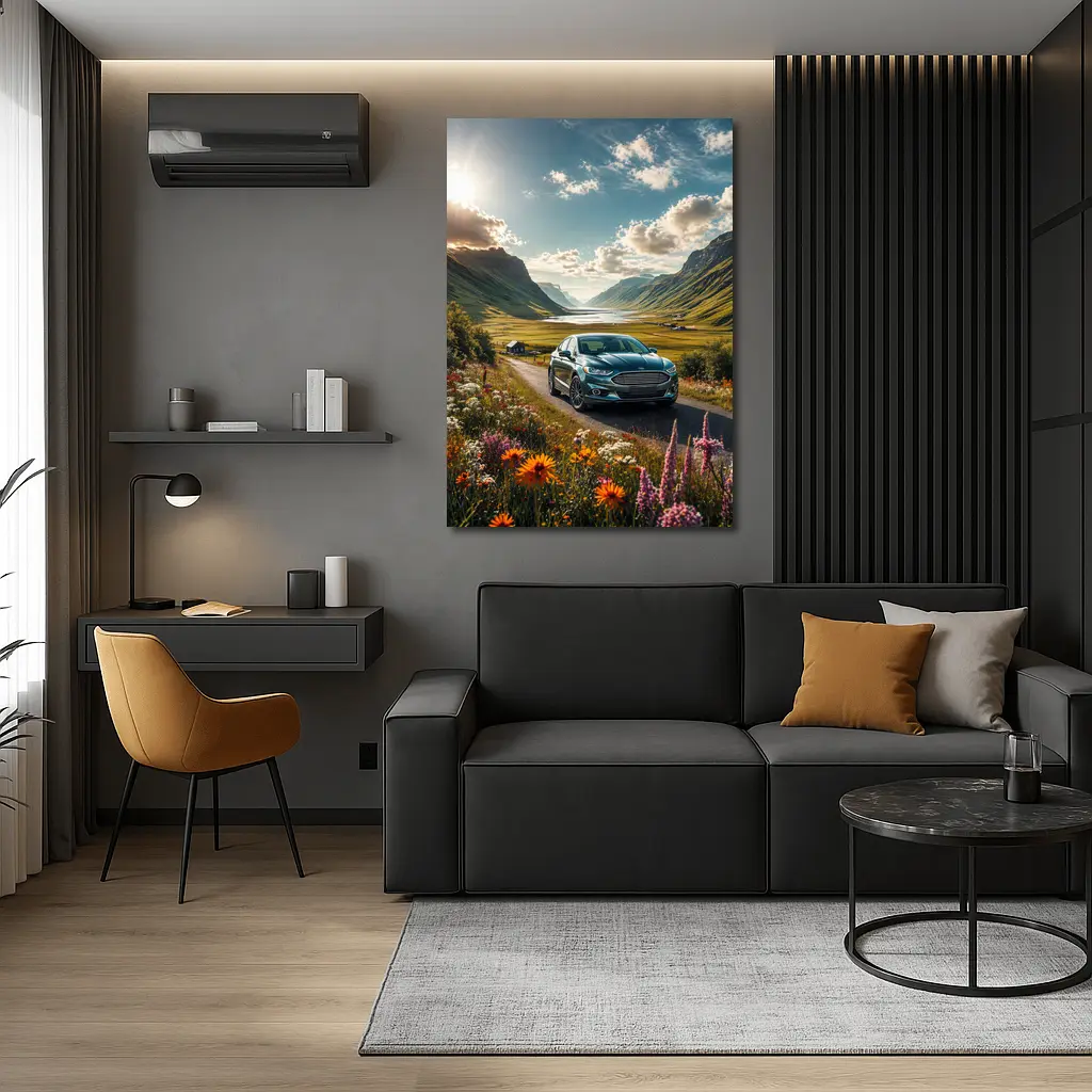 Ford Fusion Sedan Mountain Valley Road – Wall Art