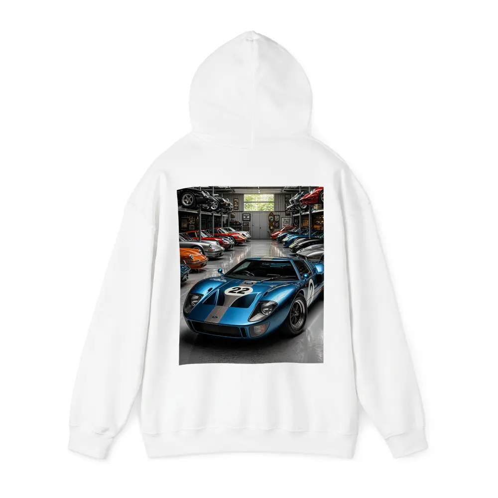 Ford GT40 Racing Car Collector Garage Scene – Hoodies