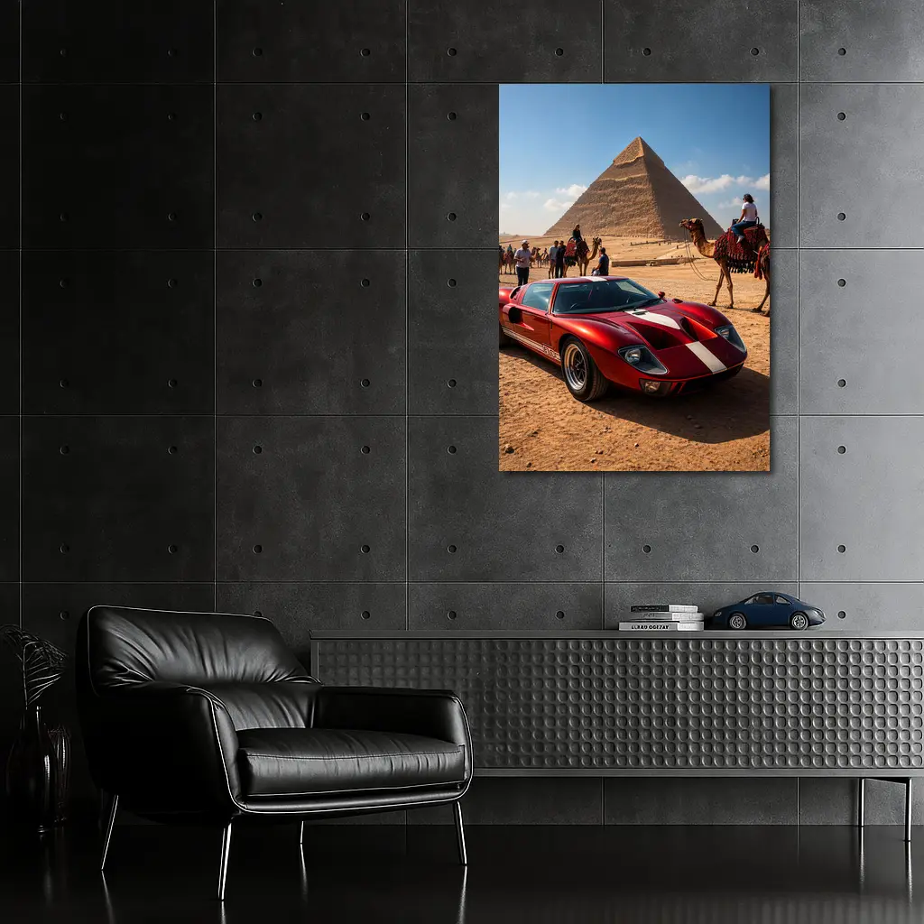 Ford GT40 Red Supercar Egypt Pyramids – Wall Art