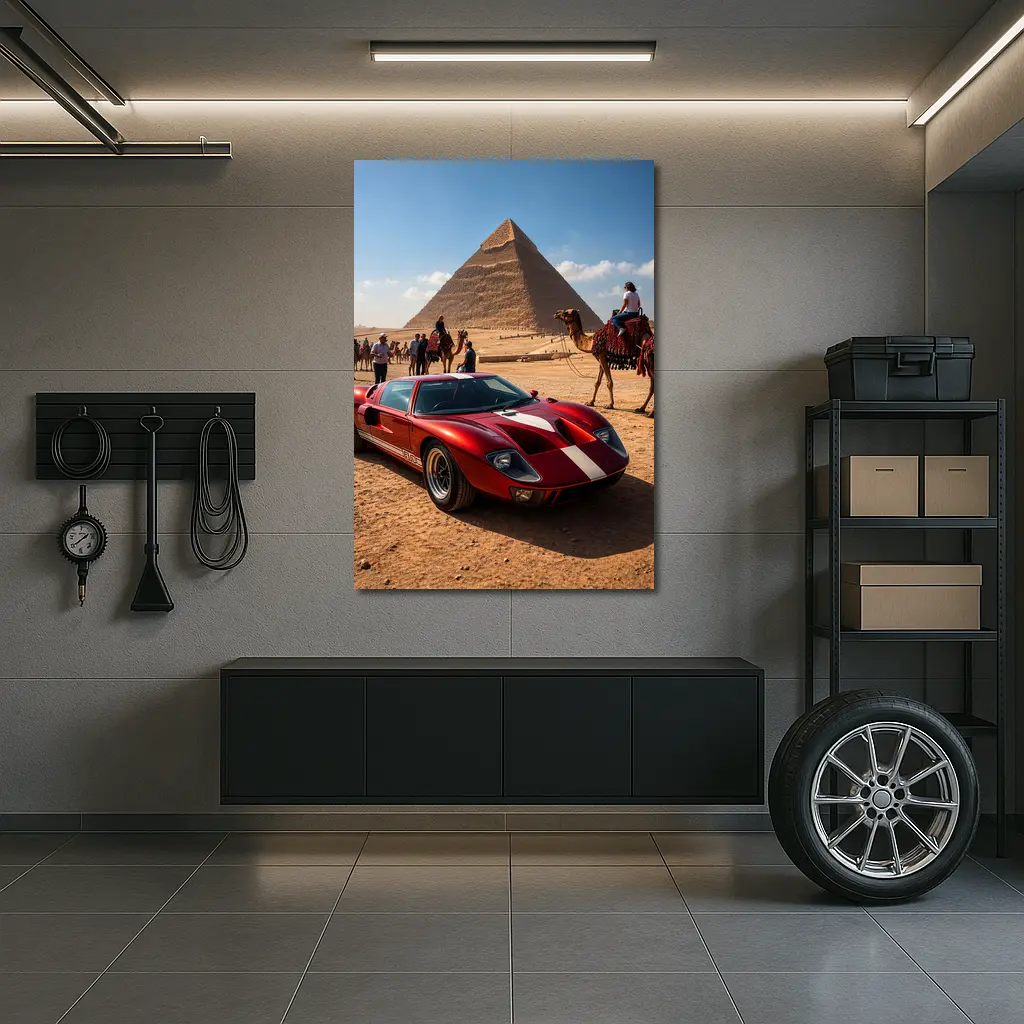 Ford GT40 Red Supercar Egypt Pyramids – Wall Art