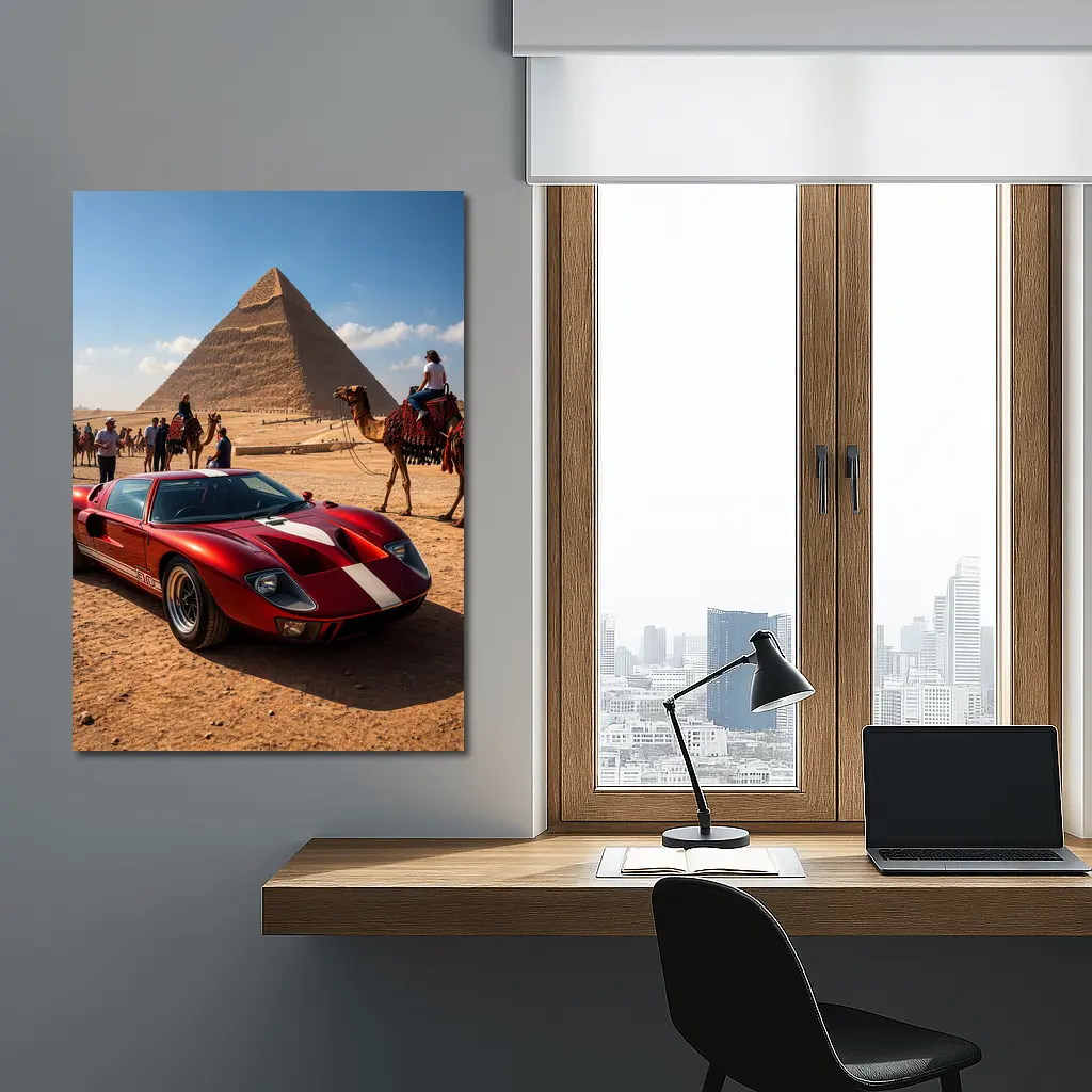 Ford GT40 Red Supercar Egypt Pyramids – Wall Art