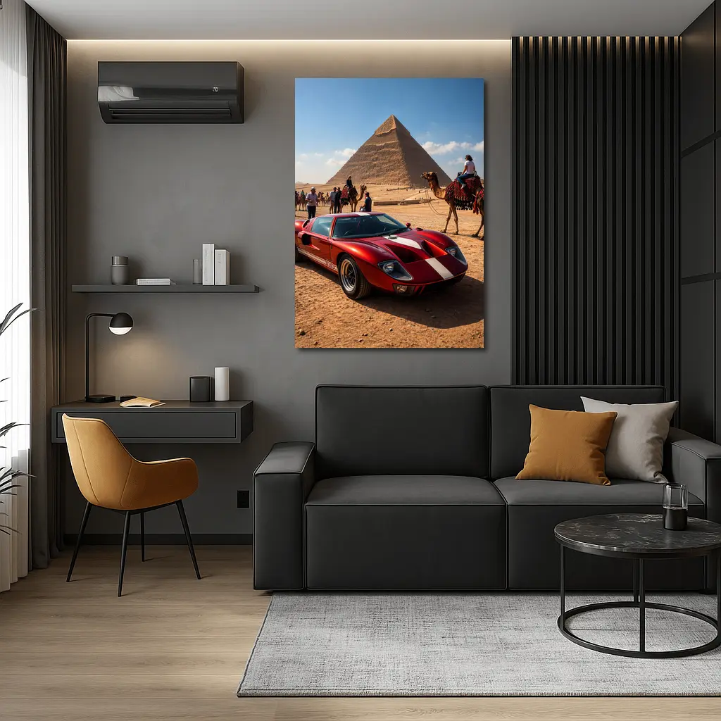 Ford GT40 Red Supercar Egypt Pyramids – Wall Art