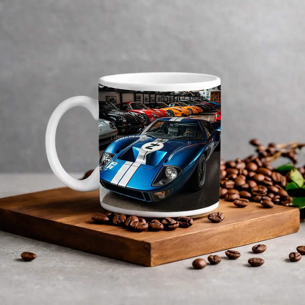 Ford GT40 Blue Race Car Collection Garage – Mugs