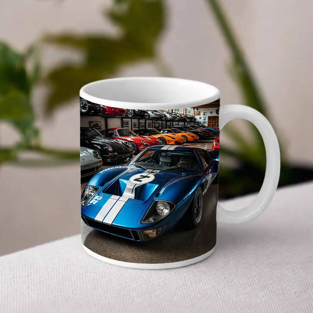 Ford GT40 Blue Race Car Collection Garage – Mugs
