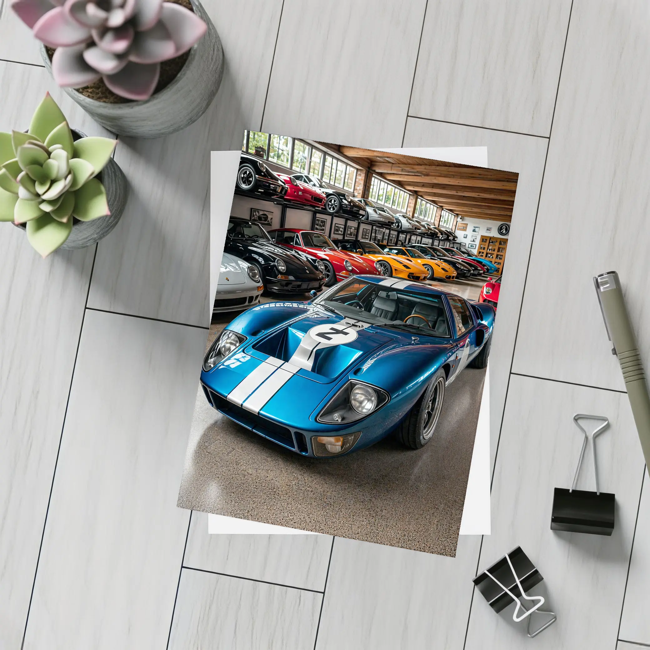 Ford GT40 Blue Race Car Collection Garage – Postcards