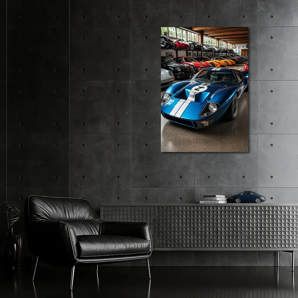 Ford GT40 Blue Race Car Collection Garage – Wall Art