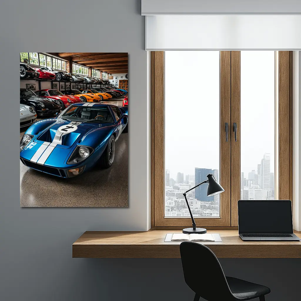 Ford GT40 Blue Race Car Collection Garage – Wall Art