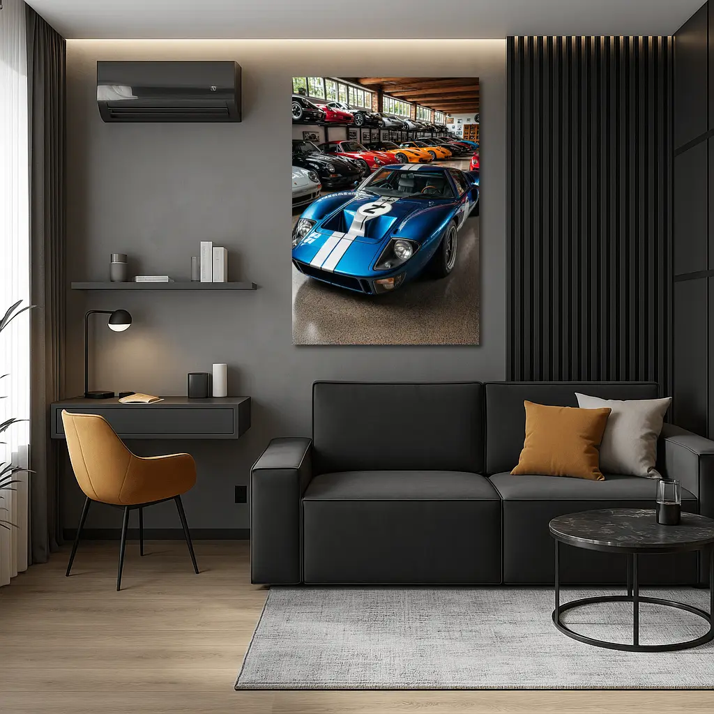 Ford GT40 Blue Race Car Collection Garage – Wall Art