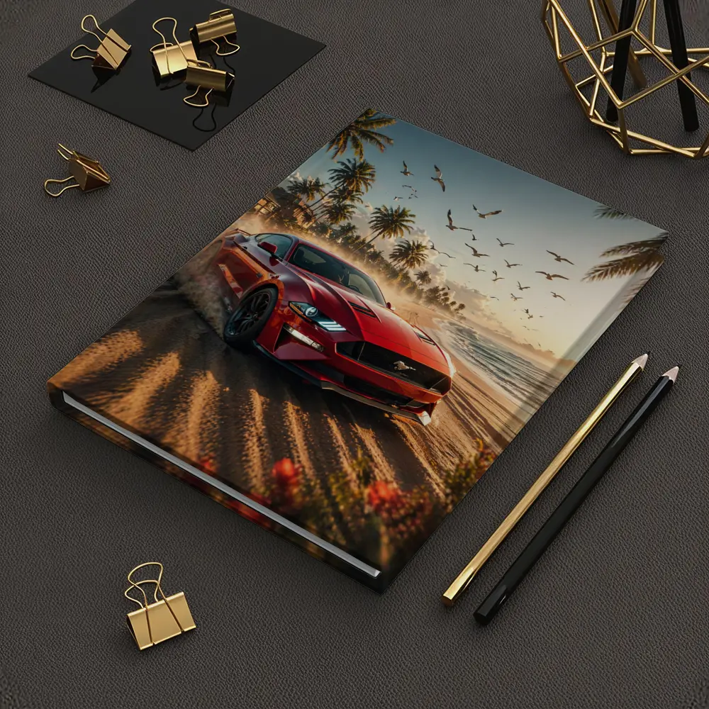 Ford Mustang Red Car Beach Sunset – Notebooks