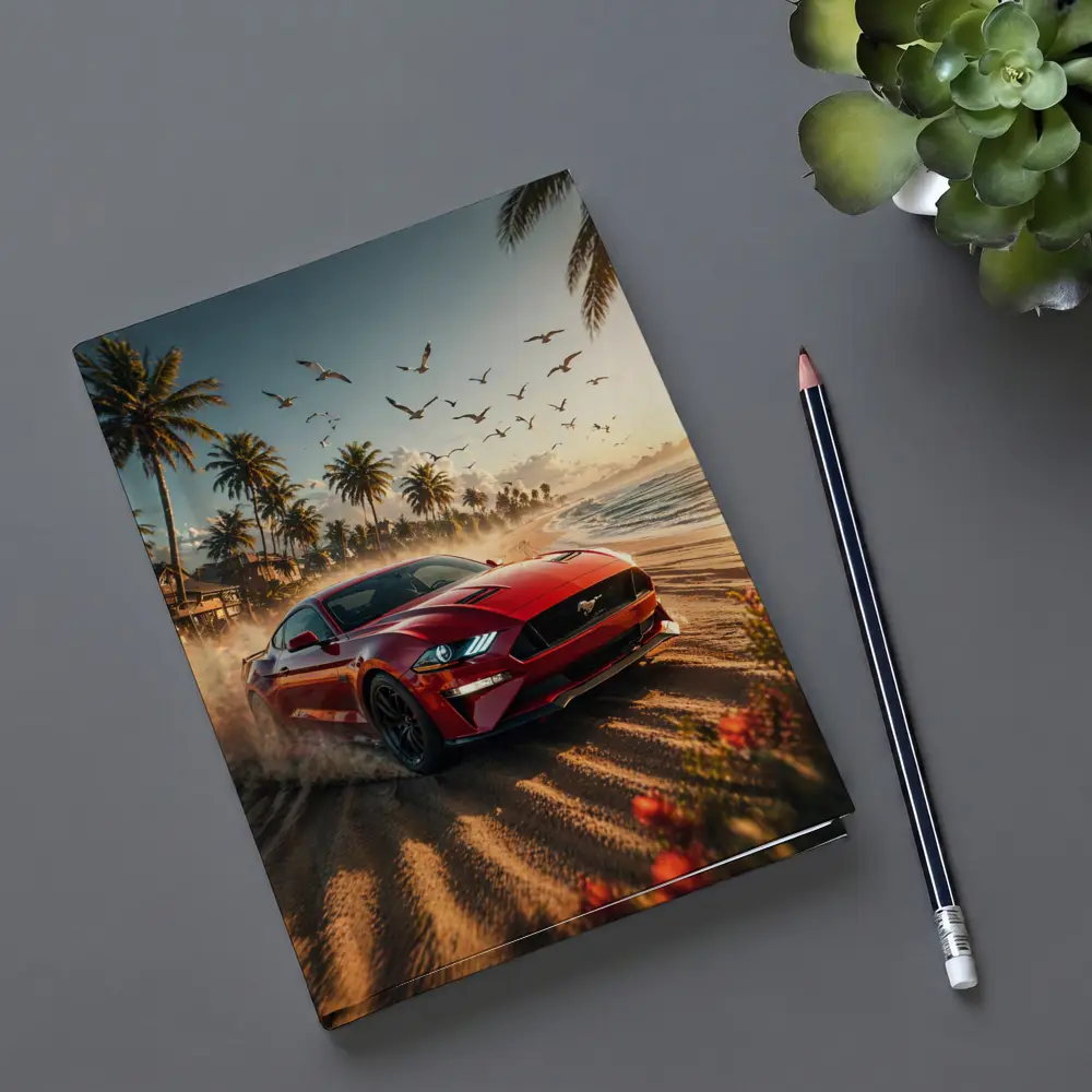 Ford Mustang Red Car Beach Sunset – Notebooks