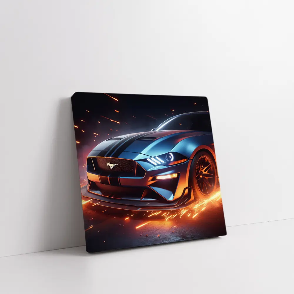 Ford Mustang GT Fire Sparks Dark Background – Wall Art