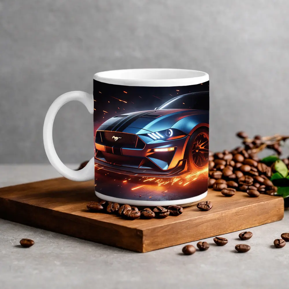 Ford Mustang GT Fire Sparks Dark Background – Mugs