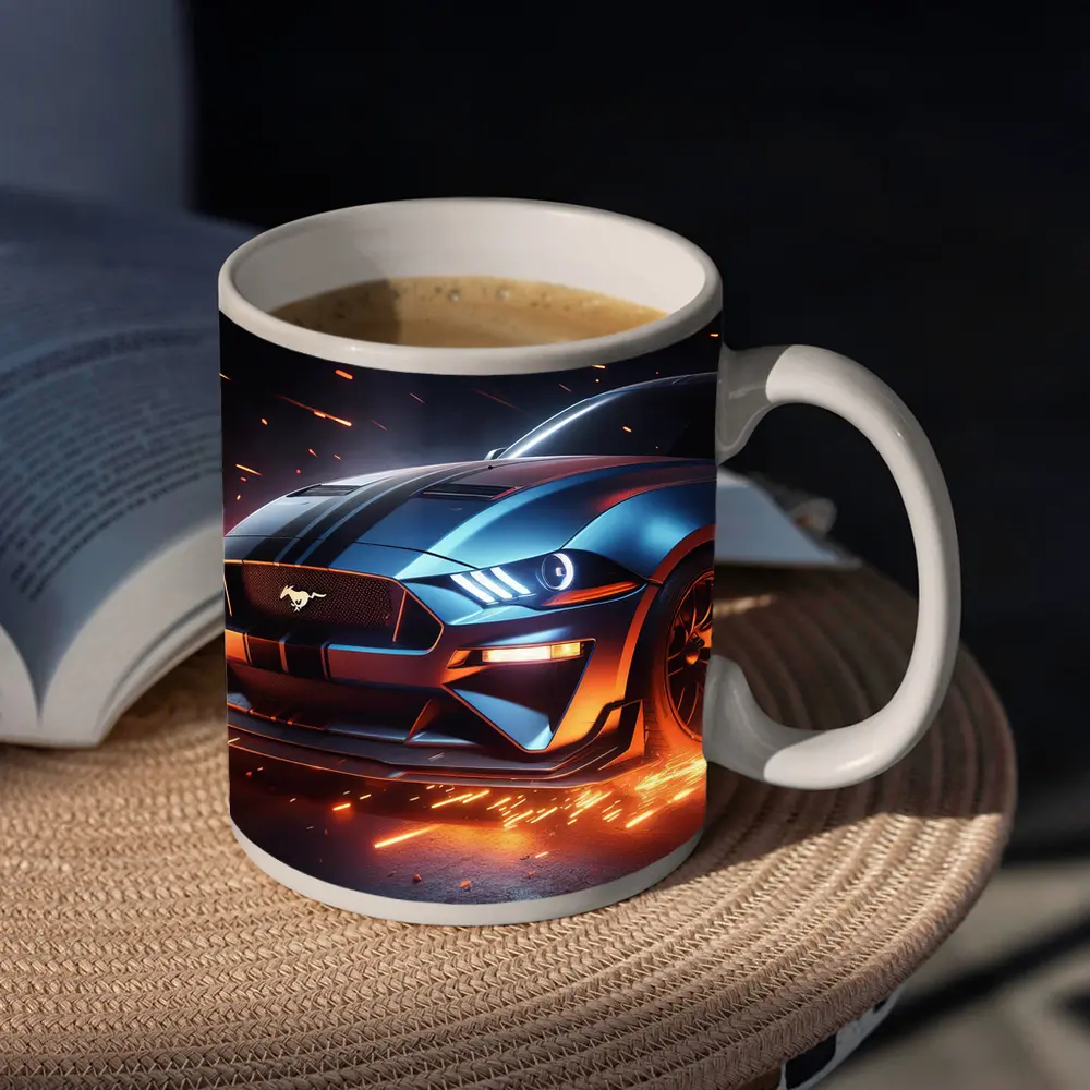 Ford Mustang GT Fire Sparks Dark Background – Mugs