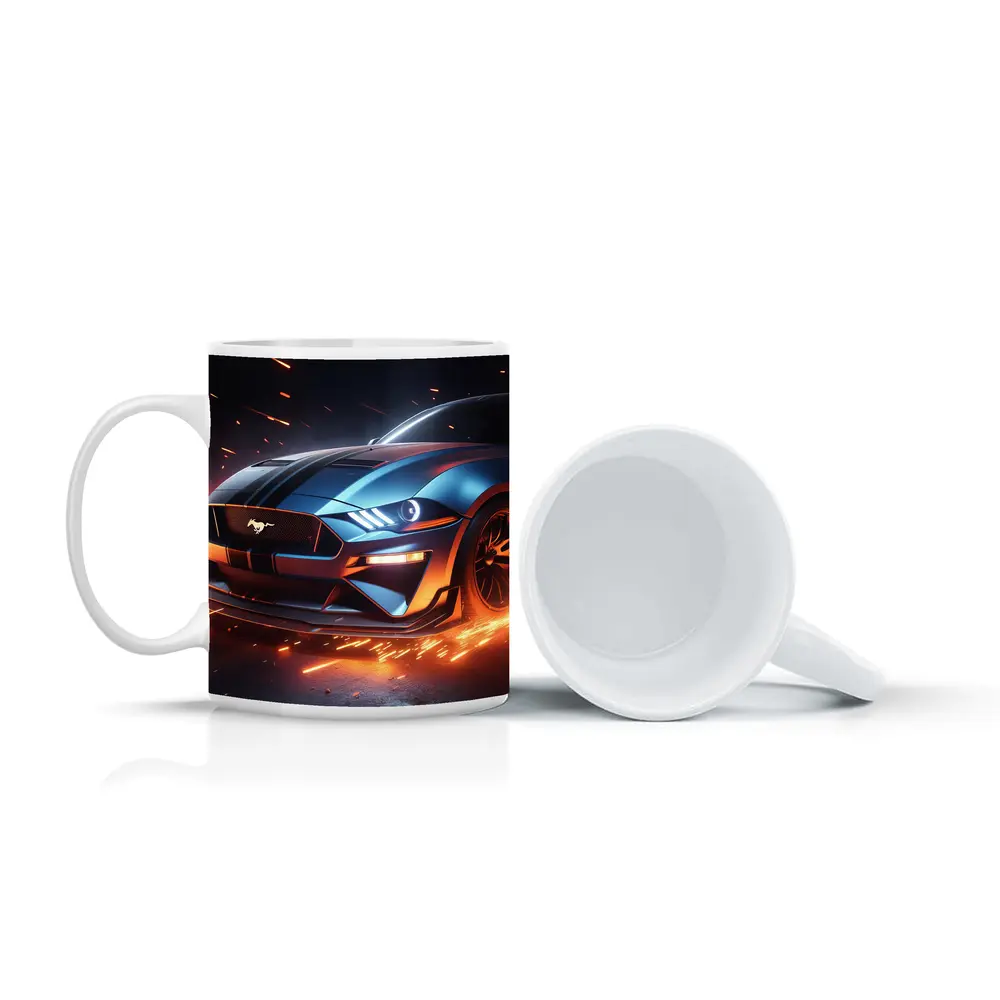 Ford Mustang GT Fire Sparks Dark Background – Mugs