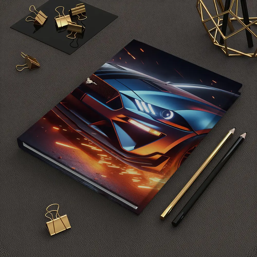 Ford Mustang GT Fire Sparks Dark Background – Notebooks